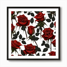Default Beautiful Red Roses Bloody Thorns Darkness Backgroun 0 1 Art Print
