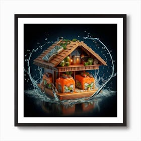 Japanese Sushi In The Shape Of A House In A Japanese 3 Art Print