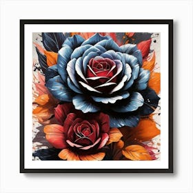 Roses And Leaves Art Print