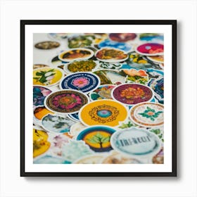 A Photo Of A Stack Of Stickers Art Print