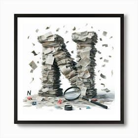 Funny Alpabet - N (Newspapers) Art Print