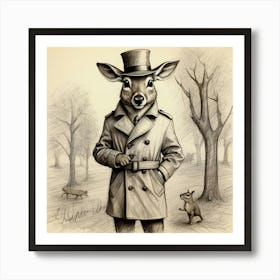 Deer In A Coat 2 Art Print