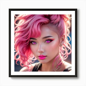 Pink Haired Girl vb Art Print