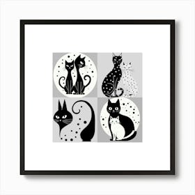 Black And White Cats Art Print