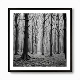 Black And White Forest 1 Art Print