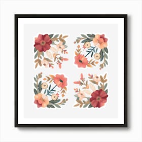 Floral Squares Art Print