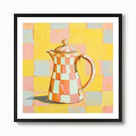 Checkerboard Tea Pot 2 Art Print