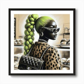 Green Haired Girl Art Print