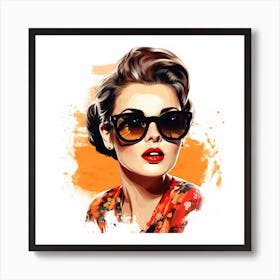 Classic Woman in Sunglasses Art Print