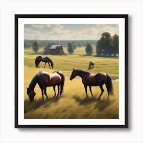 Horses In The Field 21 Art Print