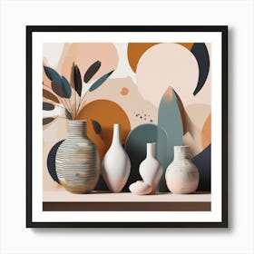 Abstract boho Vases Art Print