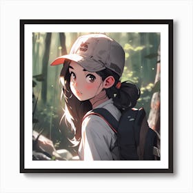 Anime Girl In The Woods 3 Art Print