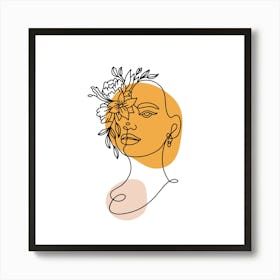 Abstract Face Silhouette Floral Art Print