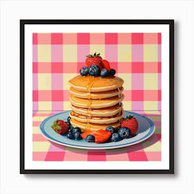 Pancakes With Berries Checkerboard 1 Art Print