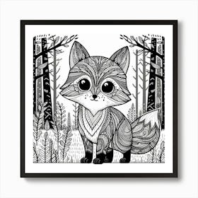 Line Art fox 3 Art Print