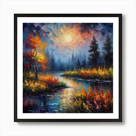 Sunset By The River 14 Art Print