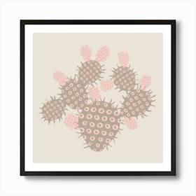 PRICKLY PEAR Desert Cactus in Soft Blush Pink Beige Cream Art Print