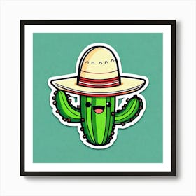 Mexico Cactus With Mexican Hat Sticker 2d Cute Fantasy Dreamy Vector Illustration 2d Flat Cen (15) Art Print