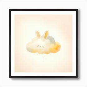 Yellow Cute Bunny Cloud Art Print