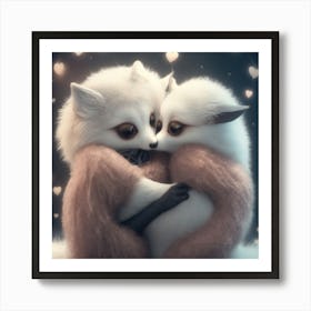 Two Foxes Hugging Art Print