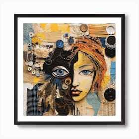 Textures of Tales: A Mixed Media Collage Journey Art Print
