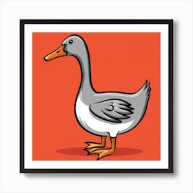Duck On An Orange Background Art Print