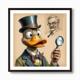 Duck With Magnifying Glass 3 Art Print