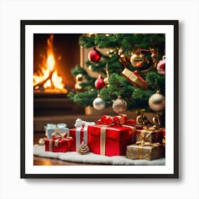 Christmas Tree With Presents 34 Art Print