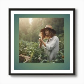 Woman In The Garden Art Print