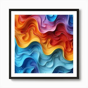 Abstract Colorful Paper Wavy Background 3 Art Print