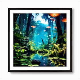 Lily Pond In The Jungle Art Print