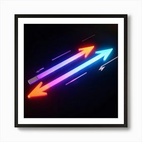 Abstract Navigation Arrows Glowing Neon Colors Against A Dark Gradient Background Suggested Moveme Art Print