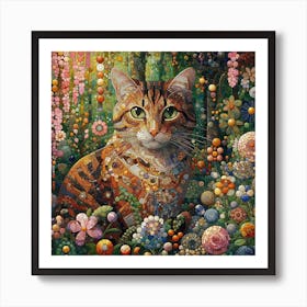 Cat In The Garden Mosaic Inspired 2 Art Print