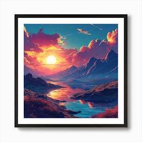 Sunset In The Mountains Art Print