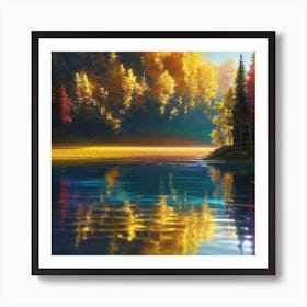 Autumn Trees In A Lake 1 Art Print