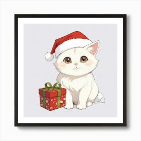 Santa Cat 2 Art Print