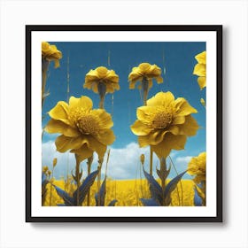 Yellow Flowers In A Field 44 Art Print