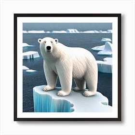 Polar Bear On Ice Floes Art Print