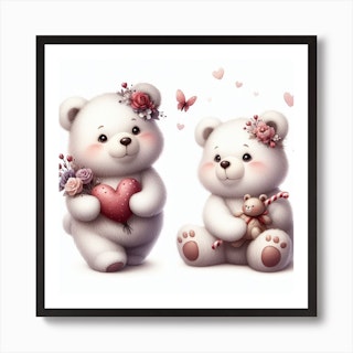 Girls Cute Teddy Bear Art Print by Maximus Design
