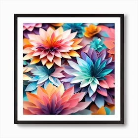 Paper Flowers Background Art Print
