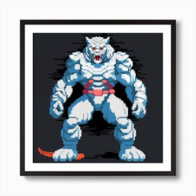 Pixel Art - White Tiger Fighter #3 Art Print