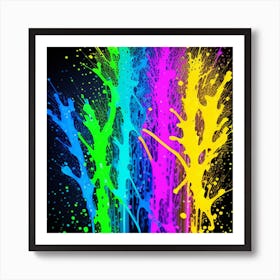 Colorful Paint Splatters Art Print