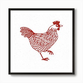 Hen in Red for Chicken Lovers Art Print