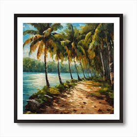 Palm Trees By The River Art Print