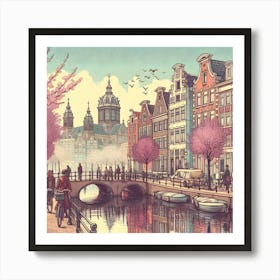 Amsterdam Canal in Spring Art Print