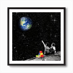 Together From The Moon Square Art Print