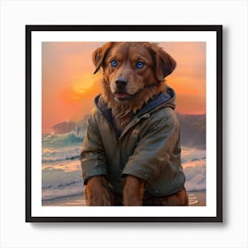 Dog On The Beach Art Print