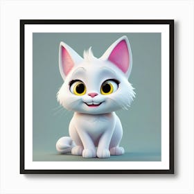 white cat Art Print