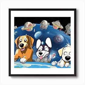 Dogs Cartoon In Space T Hphihj Upscaled Art Print