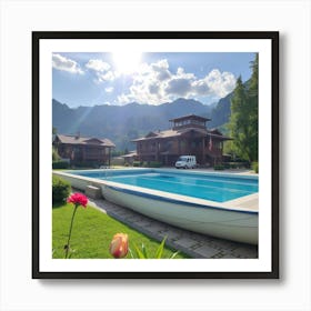 Swimming Pool In The Mountains Art Print